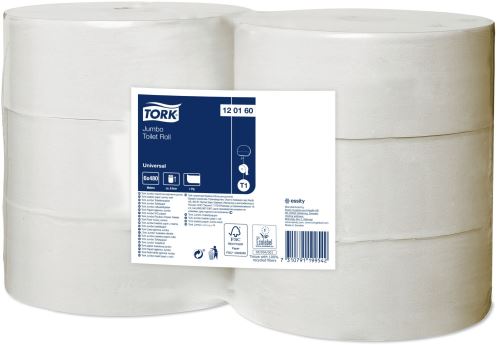 Tork Universal Toilet Paper - Jumbo Roll, 1 Ply, 2400 Count, 1 x 6, White
