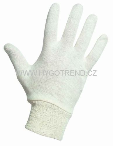 TIT cotton gloves, with elastic cuff, white, size 10