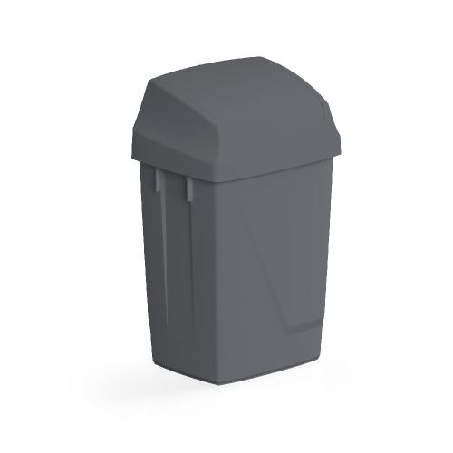 Filmop ATLAS ECO waste bin, 50L, plastic, hinged lid, grey