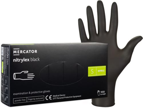 Rukavice nitrilové NITRYLEX Classic BLACK, nepudrované, černé, vel. S, 100ks