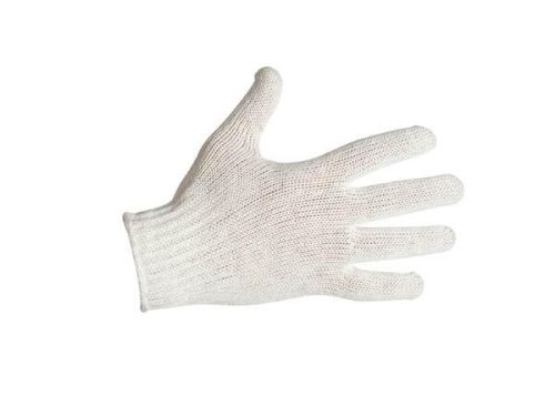Gloves knitted by AUK, white, coarse rib knit with elastic cuff