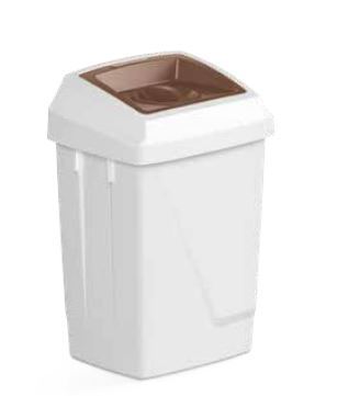Filmop Koš odpadkový ATLAS FIT, 50L,plast,bílý s hnědou vložkou a víkem na organický odpad