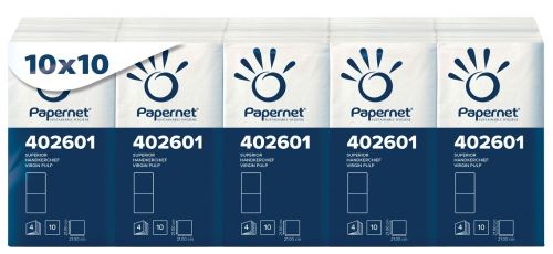 Paper tissues PAPERNET, 4 layers, white, 10 x 10 pcs