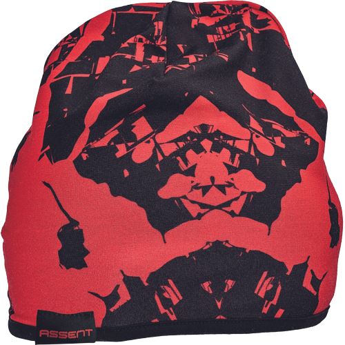 KIRWEE hat, knitted, grey/red