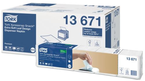Tork Xpressnap Snack® extra fine white napkins for tray, 1/4, 2 layers, 8x500 pcs, white