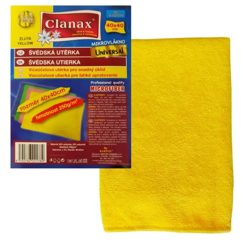 Swedish towel UNIVERSAL - microfiber, 40 x 40 cm, 250 g/m2, yellow