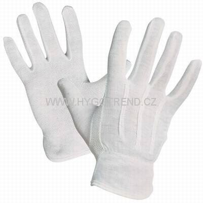 BUSTARD cotton gloves, white with PVC targets