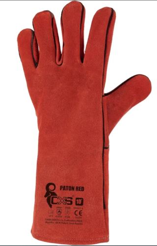Rukavice pracovní CXS PATON RED, č. 11, celokožené, svářečské, červené