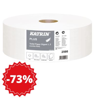 Toaletní papír KATRIN PLUS GIGANT, 28 cm/9,5 cm, 2 vrstvy, bílý, 1 x 6 ks